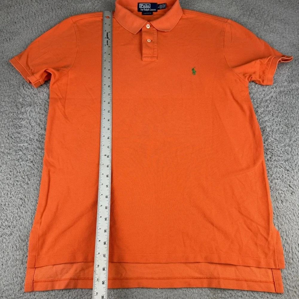 Polo Ralph Lauren Golf Shirt Mens Large Orange Cotton Short Sleeve Custom Fit